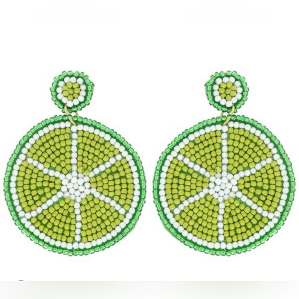 NWT Spice Market Beaded Slice of Lime Earrings